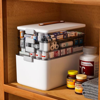 funest 4- Tier Medicine Storage Box Organizer Portable First Aid kit Box Sewing - Image 5
