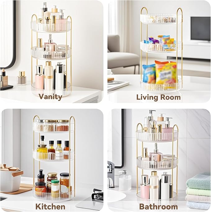 360° Rotating Makeup Organizer for Vanity, 3 Tier Perfume Organizers - Image 8