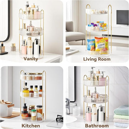 360° Rotating Makeup Organizer for Vanity, 3 Tier Perfume Organizers - Image 8