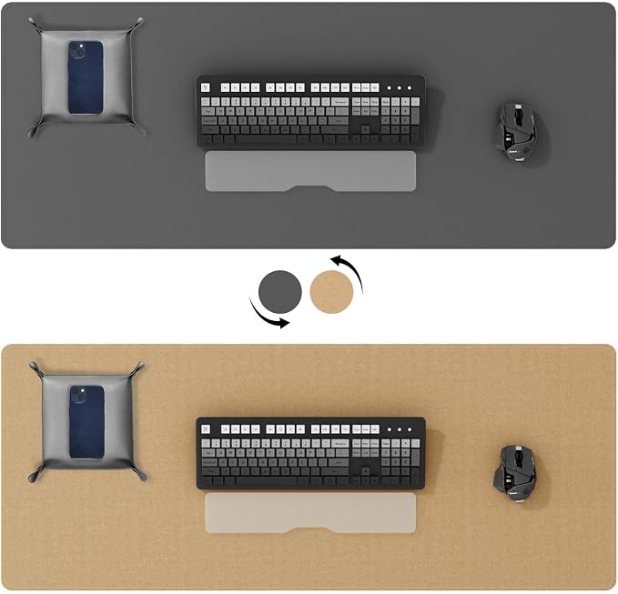 DAWNTREES Dual Sided Desk Mat, Leather Desk Pad, Cork Desk Mat Protector - Image 2