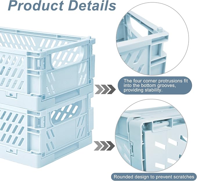 6 Pack Mini Foldable Small Plastic Baskets - Image 3