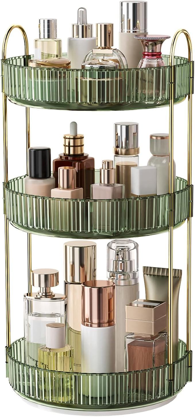 360° Rotating Makeup Organizer, Large Capacity Skincare Organizer, 3 Tier by Oifecsie