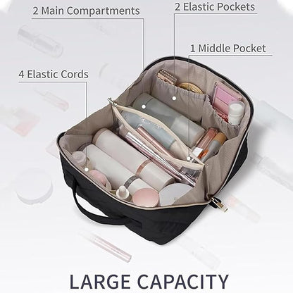 Travel Makeup Bag, Wide Open Expandable Lay-Flat Cosmetic Case, Padded Organizer - Image 6
