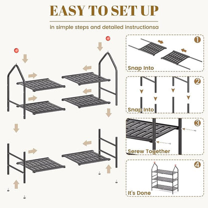 Shoe Rack, 3-Tier Shoe Organizer, Metal Storage Shelf, Shoe Rack - Image 7