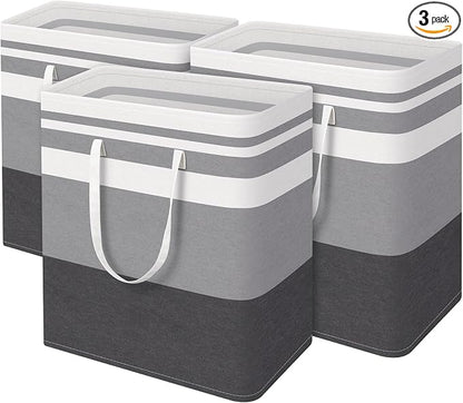 BlissTotes 3-Pack Laundry Basket, Freestanding＆Waterproof Laundry Hamper by BlissTotes