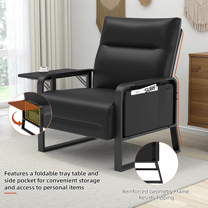 Upholstered Accent Chair, Modern Faux Leather Sofa Chair - Image 4