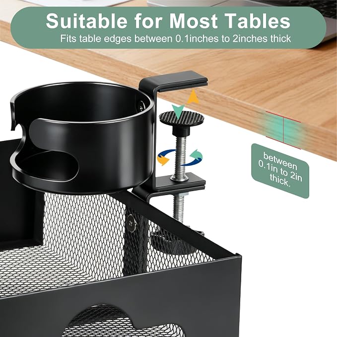 MYITYARD Desk Cup Holder Clamp, Anti-Spill Clip On Table Cup Holder - Image 3