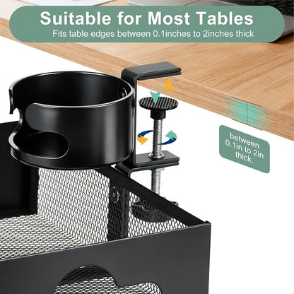 MYITYARD Desk Cup Holder Clamp, Anti-Spill Clip On Table Cup Holder - Image 3
