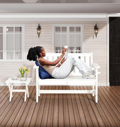 SERWALL HDPE Outdoor Bench, Weatherproof Porch Bench, 1 Pack, Suitable - Image 2