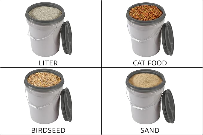 Mighty Tuff 5 Gallon / 21 Pound Pet Food Storage Container, Light Grey Base & - Image 6