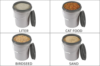 Mighty Tuff 5 Gallon / 21 Pound Pet Food Storage Container, Light Grey Base & - Image 6
