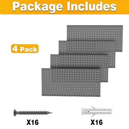 Pegboard Smith Metal Pegboard Panels 12" x 24", 4 Pack Black Wall Mounted Tool - Image 3