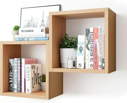 Cube Floating Shelves Set2, Display Shelves Wall Mount 7.75" D x 12.5" W x by Kaboon