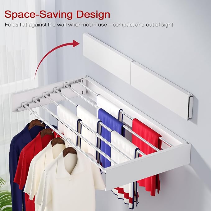 Wall Mounted Drying Rack 40", Foldable Laundry Drying Rack - Image 2
