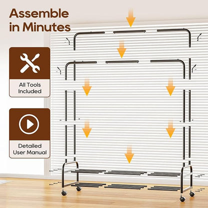 TigerParty Double Rods Clothes Rack - Image 5