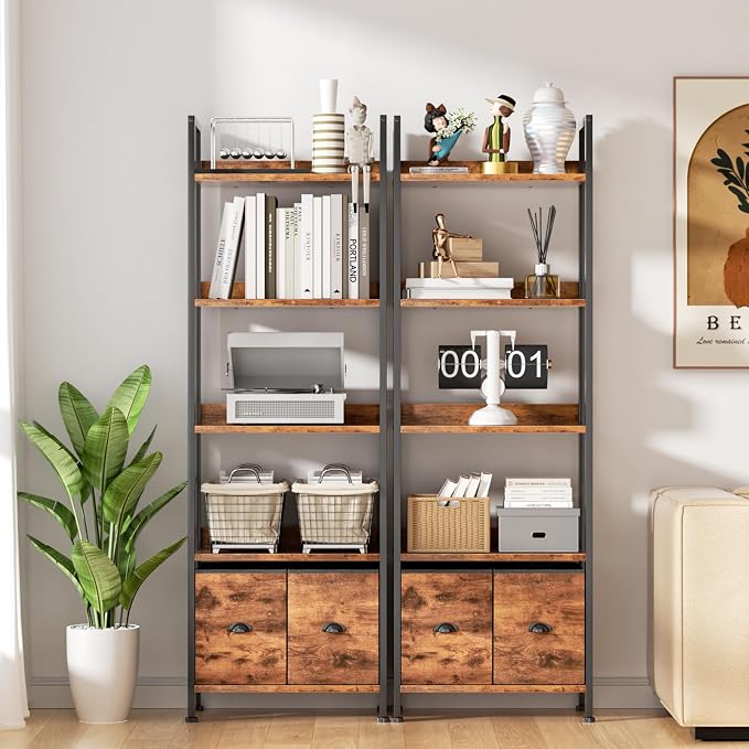 Furologee 5-Tier Bookshelf, Tall Bookcase - Image 7