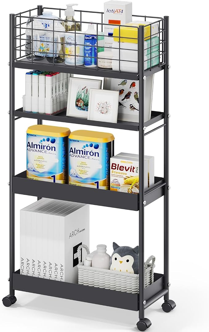 KINGRACK Slim Rolling Storage Cart 4 Tier by KINGRACK