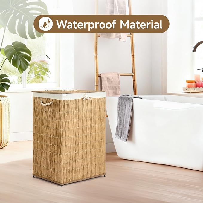 Laundry Hamper with Lid, 52.8 Gallon Large Laundry Basket 2 Removable Liner Bags - Image 2