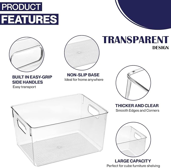 Clear Plastic Storage Bins, Pantry Organizers and Storage Containers Fridge - Image 3