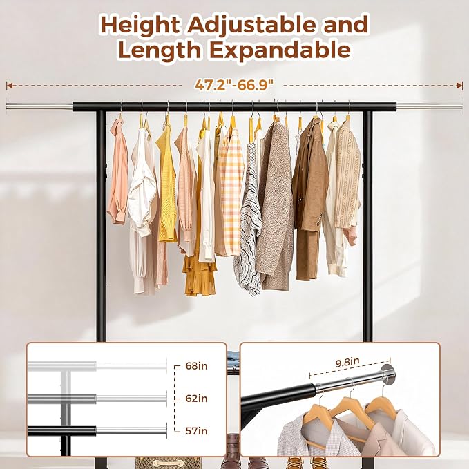 Luxspire Heavy Duty Clothes Rack Load 650 LBS, Double Rod Clothing Racks - Image 4