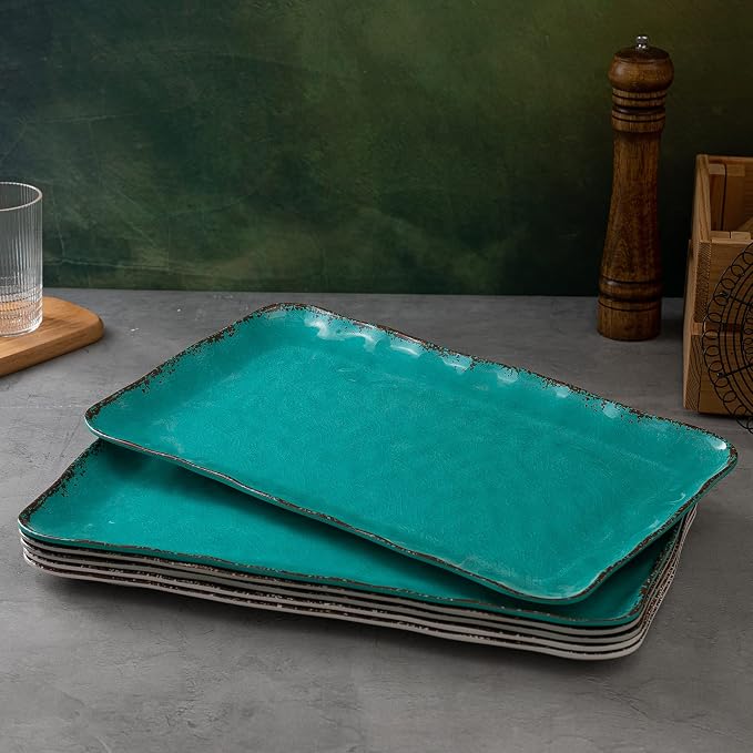LEHAHA Vintage Melamine Serving Tray Set, Rectangular Large Serving - Image 3