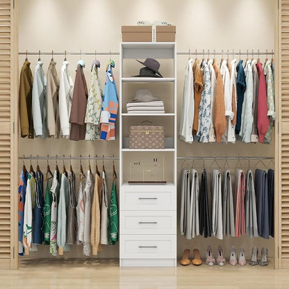 Closet Organizer System with Drawers, Wall Mounted 5FT-9FT White | 3 Wooden - Image 3