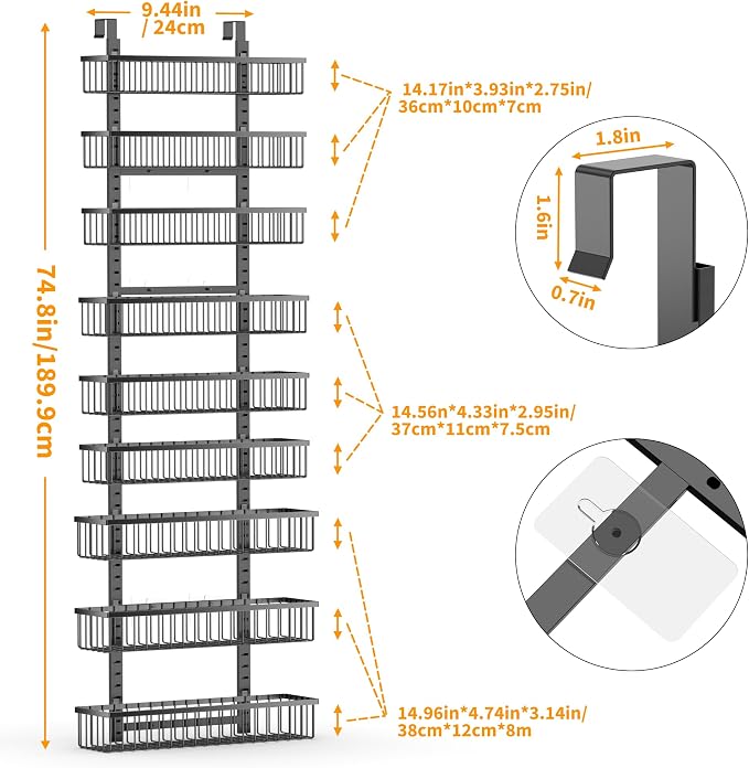 Moforoco 9-Tier Over The Door Pantry Organizer, Pantry Organization and Storage - Image 3