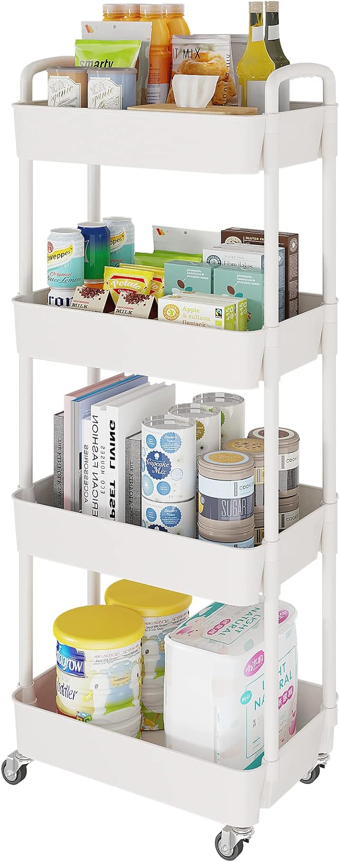 Laiensia 4-Tier Storage Carts, Mobile Shelving Unit Cart by Laiensia