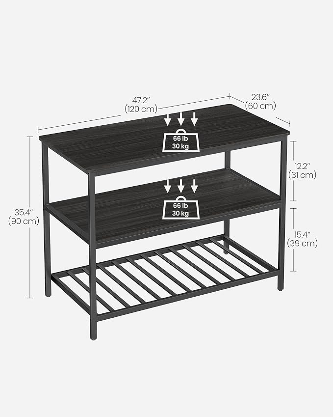 VASAGLE Kitchen Island with 3 Shelves, 47.2 Inches Width Kitchen Shelf with - Image 3