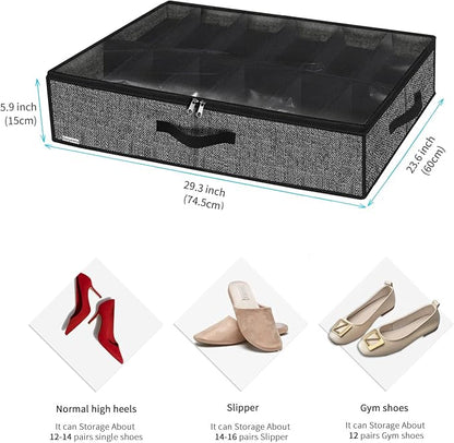 Onlyeasy Sturdy Under Bed Shoe Storage Organizer, Fit 12 to 24 Pairs, Underbed - Image 2