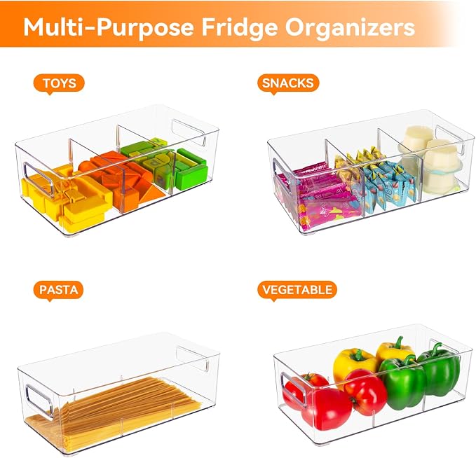 2 Pack Kitchen Storage Drawers Stackable Refrigerator Organizer Bins - Image 4
