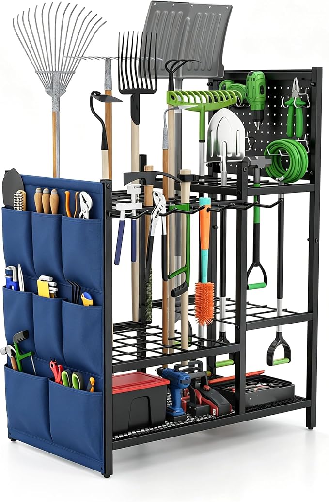Garden Tool Organizer with Pegboard, Yard Tool Holder Standing by Unknown