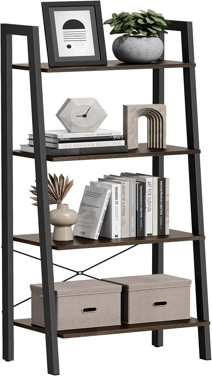 VASAGLE Ladder Shelf, 4-Tier Bookshelf, Storage Rack, Bookcase by VASAGLEbySONGMICSHOME