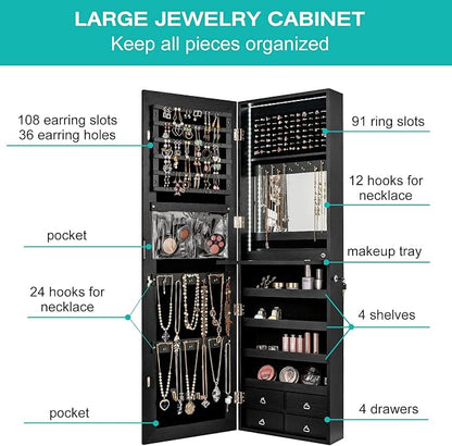 CHARMAID LED Strip Jewelry Armoire - Image 4