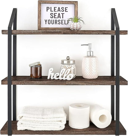 Mkono 3 Tier Floating Wall Shelf Wood Hanging Shelf by Mkono