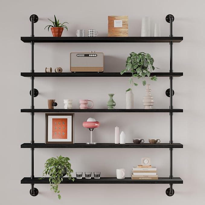 HDDFER Floating Shelves for Wall Bookshelf Industrial Pipe Shelving Shelves 48 - Image 5