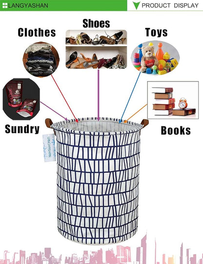 LANGYASHAN Laundry Basket Canvas Fabric Collapsible Organizer Basket - Image 6