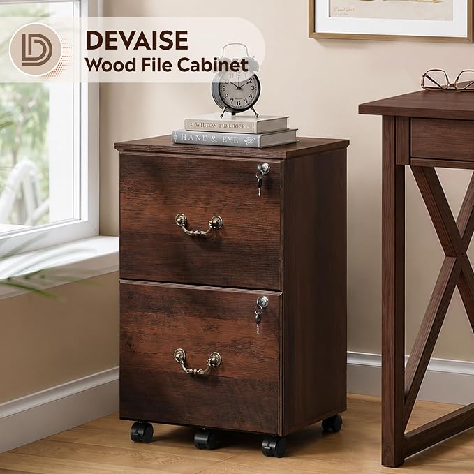 DEVAISE 2 Drawer File Cabinet, Small Office Furniture - Image 3