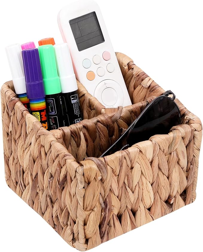 Wicker Remote Control Holder Hand Woven Water Hyacinth Storage Basket by LYDWOO8DFocusonhomed%C3%A9cor
