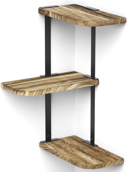Love-KANKEI Corner Wall Shelf, Solid Wood, Carbonized Black | Easy to Install by Love-KANKEI