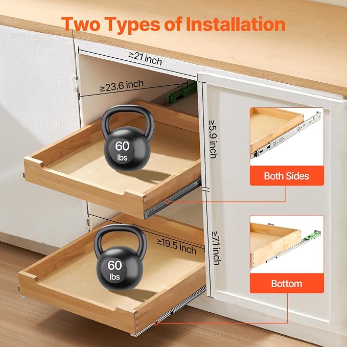 VEVOR Pull Out Cabinet Organizer, Soft Close Slide out Shelf, Heavy-Duty - Image 5