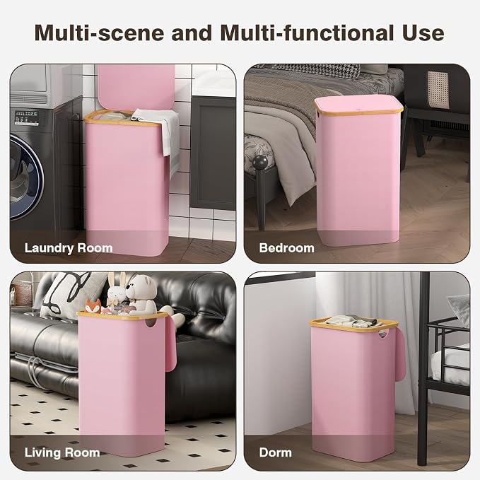 Bathola Laundry Hamper with Lid, Laundry Basket with Removable Bag, - Image 7