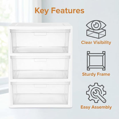 Wide 3 Drawer Tower, Plastic Storage Drawers - Image 8