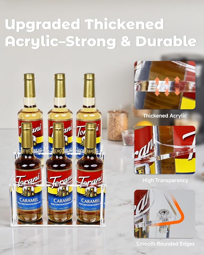 Upgraded Thickened Acrylic Coffee Syrup Organizer, 2-Tier Coffee Station - Image 4