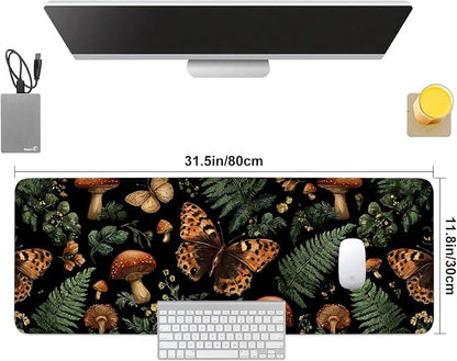 Vintage Butterfly Mushroom Mouse Pad – Large Extended Desk Mat 31.5 x 11.8 in– - Image 8