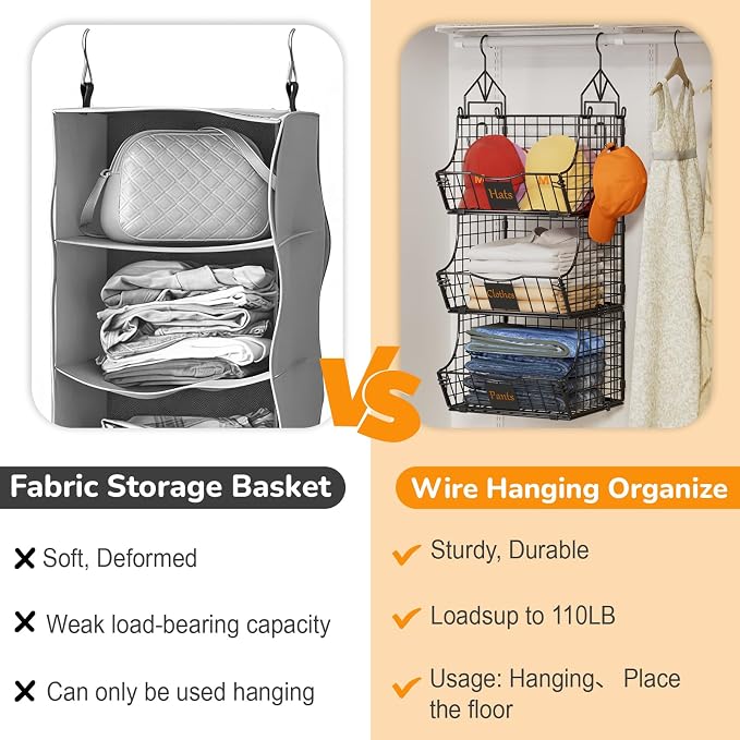 Hanging Closet Organizers and Storage, 5 Tier Closet Shelf Clothes Organizer - Image 6