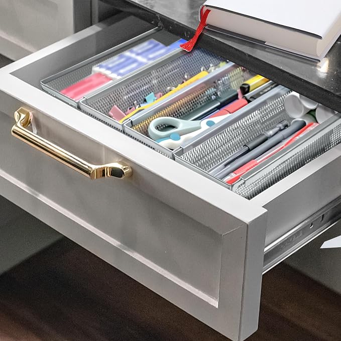 4PCS Drawer Organizer for Kitchen, Utensil Mesh Drawer Organizer - Image 2
