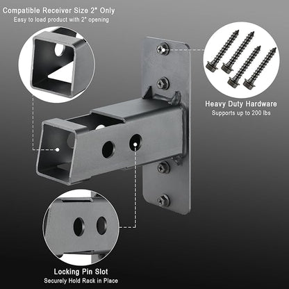 CZC AUTO 2" Hitch Wall Mount Bike Rack Hitch Wall Mount, Hanging Garage - Image 3