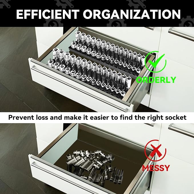 8PCS Socket Organizer Tray Set, SAE & Metric Socket Trays - Image 7