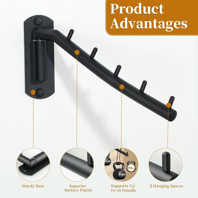 Alise Wall Mounted Drying Rack, Swivel Clothes Drying Hanger, 1P | Space Saving - Image 5